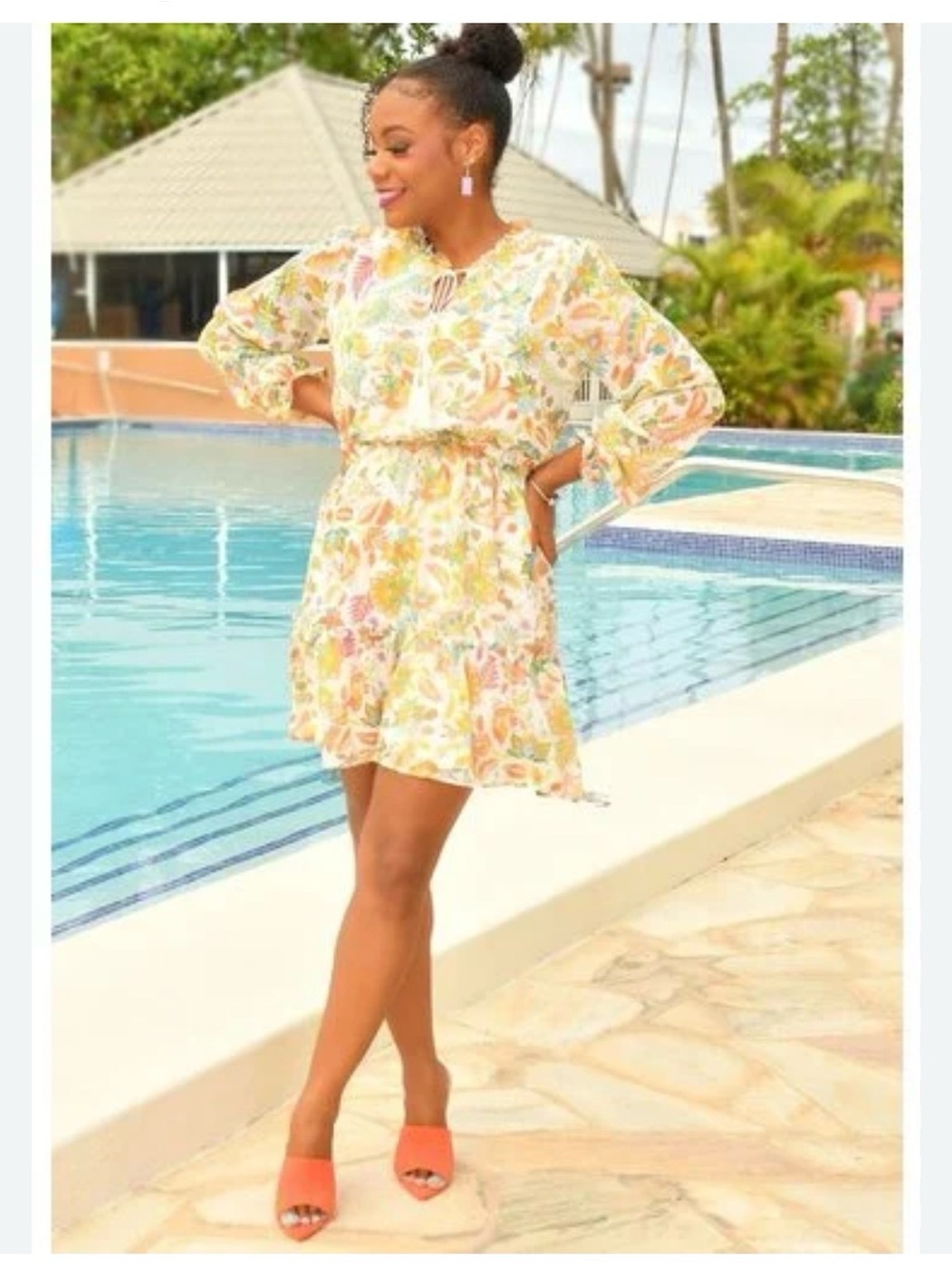 Robert Louis Floral Tie-Neck Swim Cover-Up in Soft Pastels